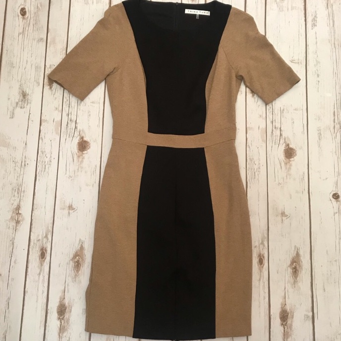 Euc Trina Turk Black & Tan Bodycon Dress